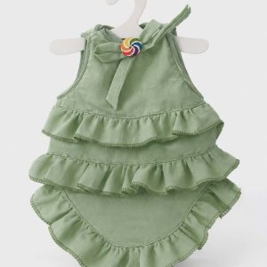 Green Pink Ruffle Princess Pet Dress