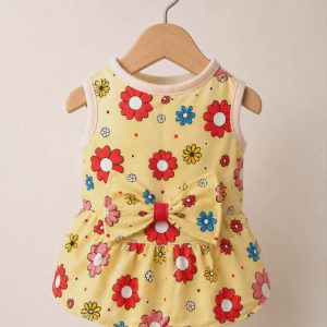 Sundress Yellow Floral Bow Pet Dress